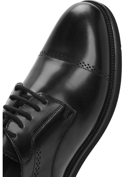 Erkek Siyah Bağcıklı Deri Klasik Ayakkabı 25SFD670722
