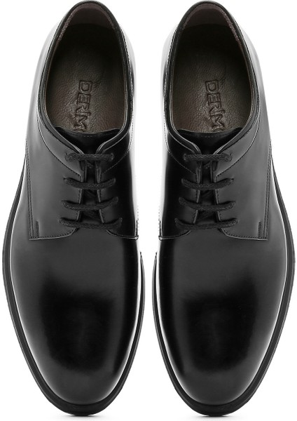 Erkek Siyah Bağcıklı Deri Casual Ayakkabı 25SFD670222