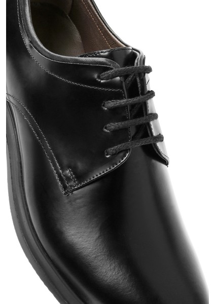 Erkek Siyah Bağcıklı Deri Casual Ayakkabı 25SFD670222