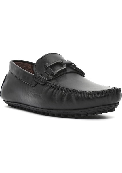 Erkek Siyah Tokalı Deri Loafer 25SFD6706FT