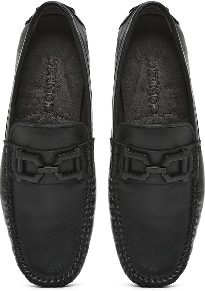 Erkek Siyah Tokalı Deri Loafer 25SFD6706FT