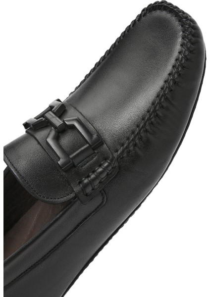 Erkek Siyah Tokalı Deri Loafer 25SFD6706FT