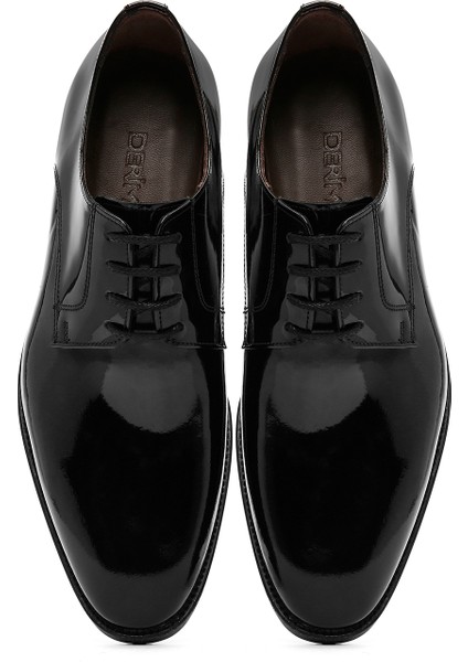 Erkek Siyah Bağcıklı Rugan Deri Klasik Ayakkabı 25SFD670316