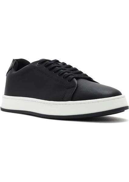 Erkek Siyah Bağcıklı Deri Sneaker 25SFD660118