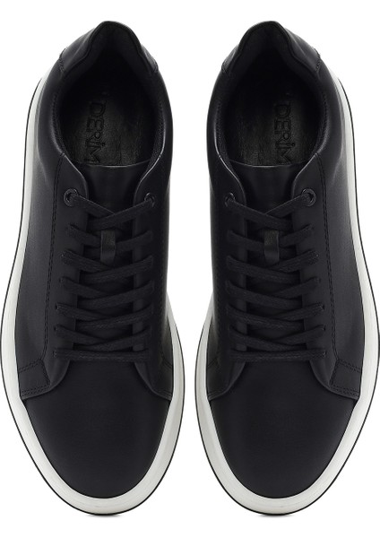 Erkek Siyah Bağcıklı Deri Sneaker 25SFD660118