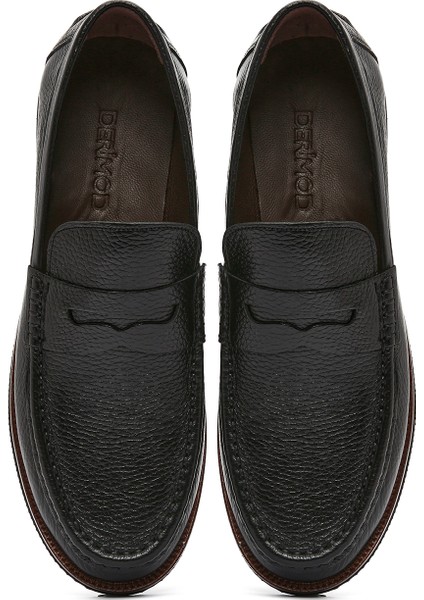 Erkek Siyah Deri Casual Loafer 25SFD6704FT