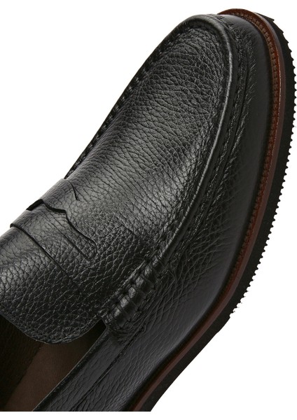 Erkek Siyah Deri Casual Loafer 25SFD6704FT