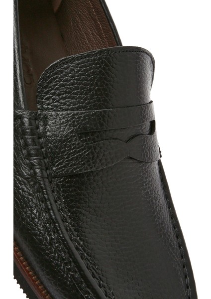 Erkek Siyah Deri Casual Loafer 25SFD6704FT