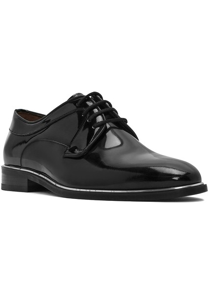Erkek Siyah Bağcıklı Rugan Deri Klasik Ayakkabı 25SFD670516