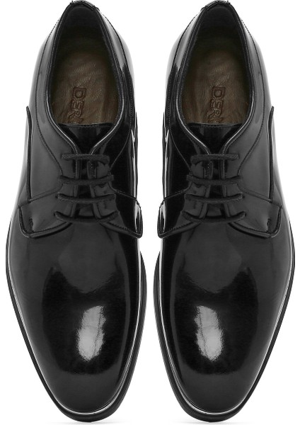 Erkek Siyah Bağcıklı Rugan Deri Klasik Ayakkabı 25SFD670516