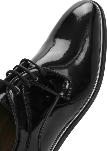 Erkek Siyah Bağcıklı Rugan Deri Klasik Ayakkabı 25SFD670516