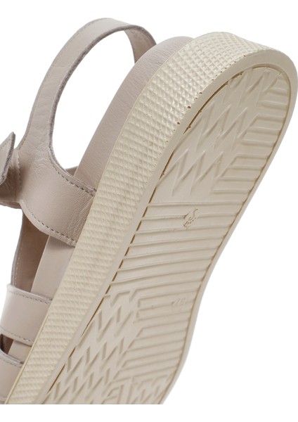 Kadın Vizon Bantlı Deri Comfort Sandalet 25SFD300418