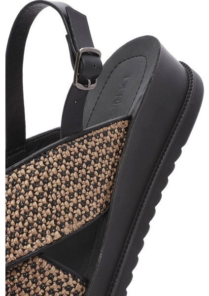 Kadın Bej Arkadan Bağlamalı Kalın Tabanlı Hasır Sandalet 25SFE4656M7