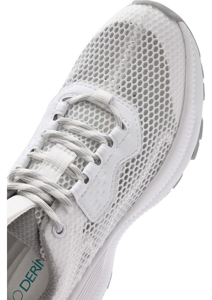 Kadın Beyaz Bağcıklı Kalın Tabanlı Kumaş Sneaker 25SFE48576F