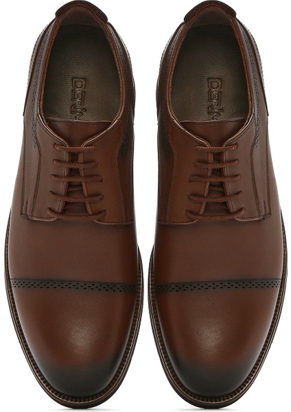 Erkek Kahverengi Bağcıklı Deri Klasik Ayakkabı 25SFD670818