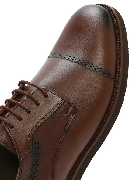 Erkek Kahverengi Bağcıklı Deri Klasik Ayakkabı 25SFD670818