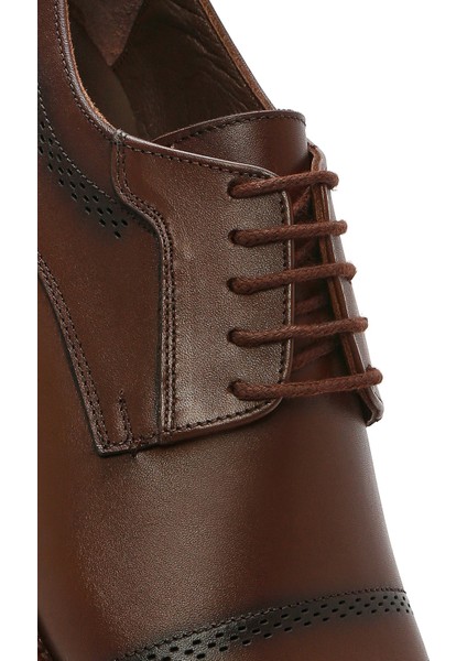 Erkek Kahverengi Bağcıklı Deri Klasik Ayakkabı 25SFD670818