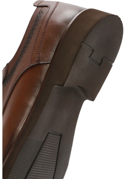 Erkek Kahverengi Bağcıklı Deri Klasik Ayakkabı 25SFD670818