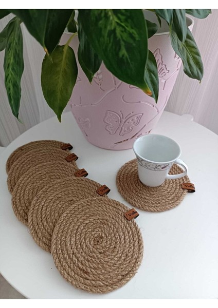 Altı Parçalı Hasır Bardak Altlığı, 12 Cm, Dekoratif ve Supla Uyumlu