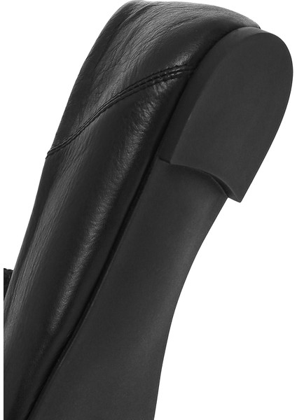 Kadın Siyah Deri Maskülen Loafer 25SFD290118