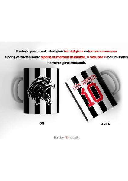 Siyah Beyaz Çubuklu Forma Kartal Tasarımlı Kişiye Özel Kupa fiyatları