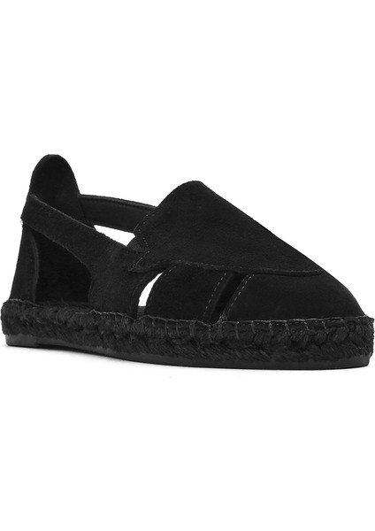 Kadın Siyah Süet Deri Espadril 25SFD205110