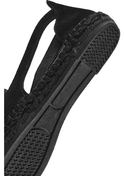 Kadın Siyah Süet Deri Espadril 25SFD205110