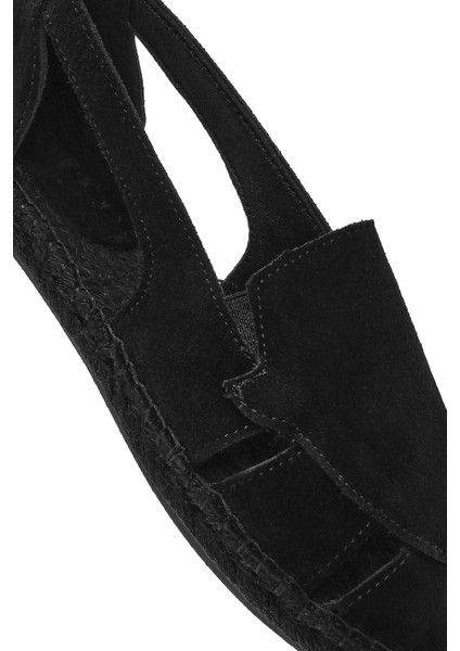 Kadın Siyah Süet Deri Espadril 25SFD205110