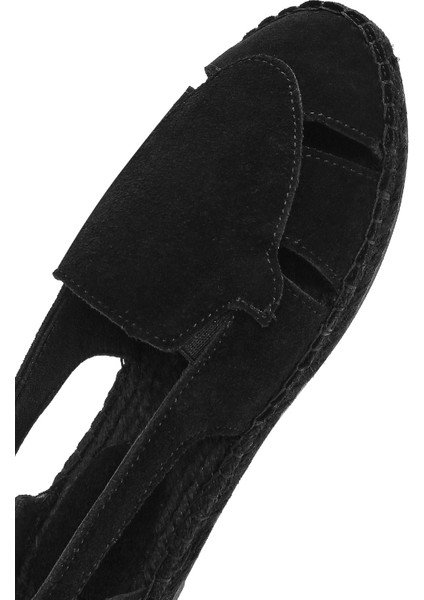 Kadın Siyah Süet Deri Espadril 25SFD205110