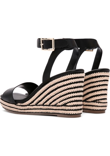 Kadın Siyah Bilekten Bantlı Dolgu Topuklu Espadril 25SFE480718