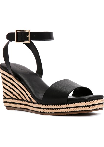 Kadın Siyah Bilekten Bantlı Dolgu Topuklu Espadril 25SFE480718