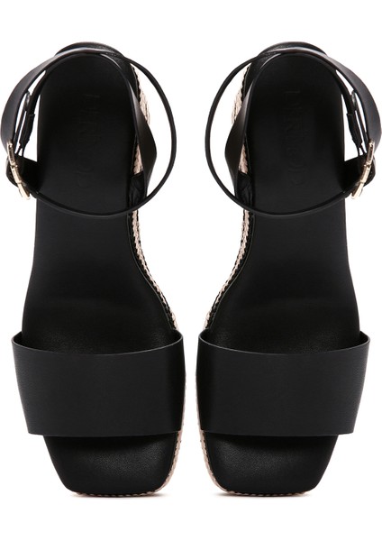 Kadın Siyah Bilekten Bantlı Dolgu Topuklu Espadril 25SFE480718