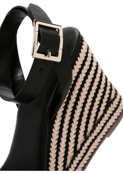 Kadın Siyah Bilekten Bantlı Dolgu Topuklu Espadril 25SFE480718