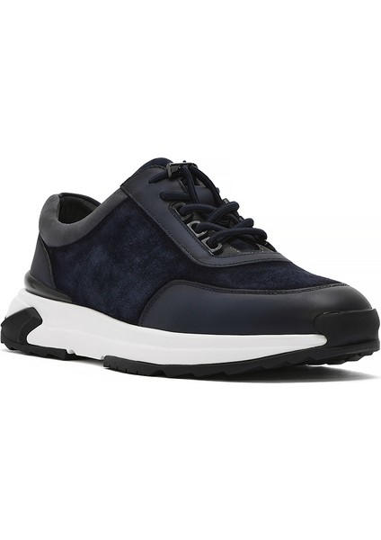 Erkek Lacivert Kalın Tabanlı Bağcıklı Süet Deri Sneaker 25SFD694610