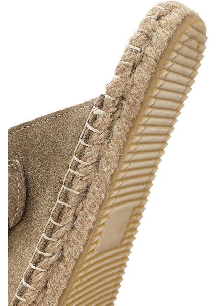 Kadın Taba Tokalı Süet Deri Espadril Terlik 25SFD205010