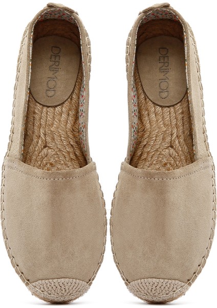 Kadın Bej Süet Deri Espadril 25SFD205310