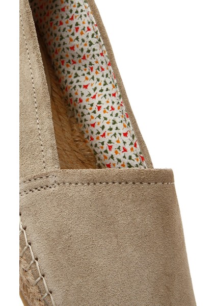 Kadın Bej Süet Deri Espadril 25SFD205310