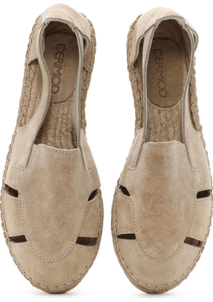 Kadın Bej Süet Deri Espadril 25SFD205110