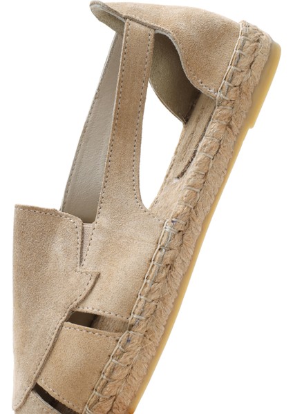 Kadın Bej Süet Deri Espadril 25SFD205110