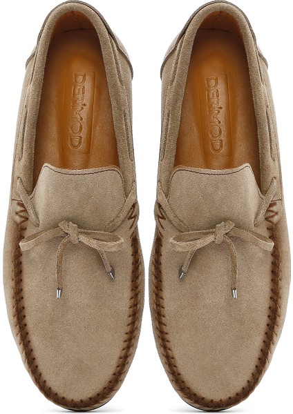 Erkek Bej Süet Deri Casual Loafer 25SFD754310