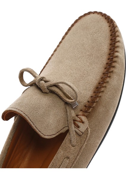 Erkek Bej Süet Deri Casual Loafer 25SFD754310