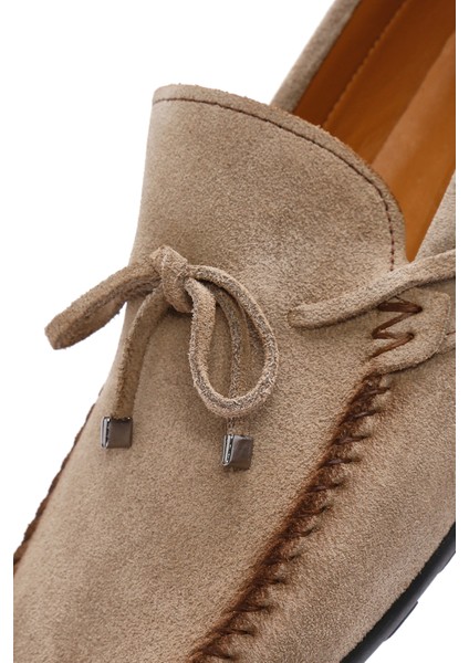 Erkek Bej Süet Deri Casual Loafer 25SFD754310