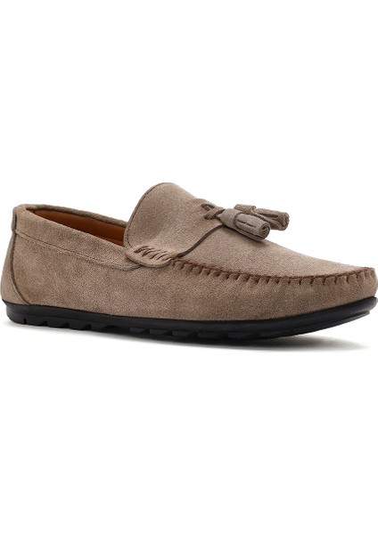 Erkek Bej Püsküllü Süet Deri Casual Loafer 25SFD754610