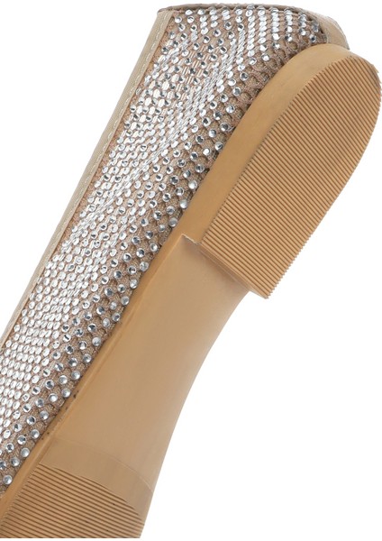 Kadın Bej Taşlı Deri Babet 25SFD1817TS