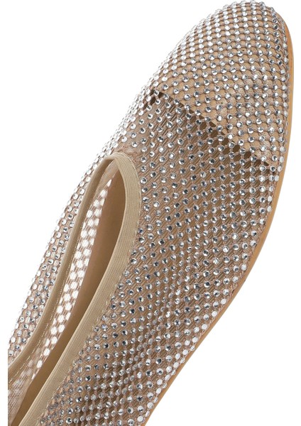 Kadın Bej Taşlı Deri Babet 25SFD1817TS