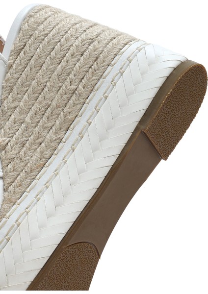 Kadın Beyaz Bilekten Tokalı Dolgu Topuklu Espadril Sandalet 25SFD443218