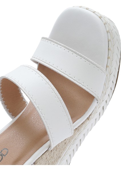 Kadın Beyaz Bilekten Tokalı Dolgu Topuklu Espadril Sandalet 25SFD443218