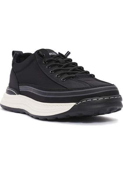 Erkek Siyah Bağcıklı Kumaş Sneaker 25SFD69386F