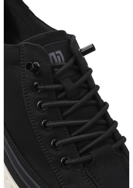 Erkek Siyah Bağcıklı Kumaş Sneaker 25SFD69386F
