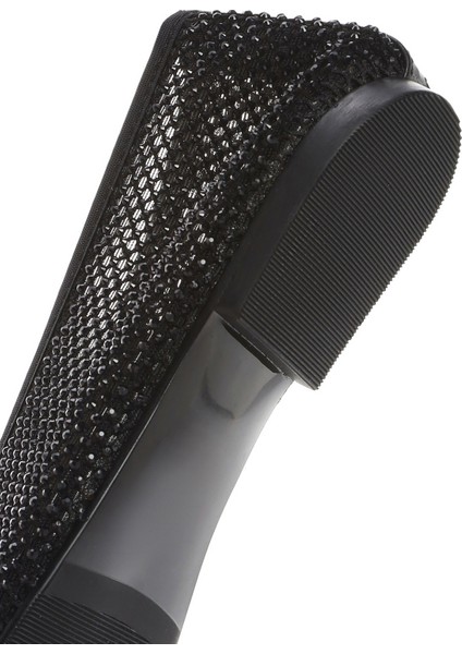 Kadın Siyah Taşlı Deri Babet 25SFD1817TS